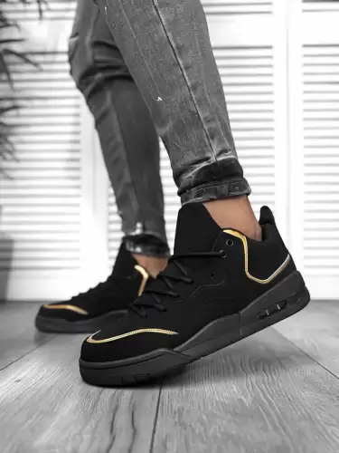 Adidasi barbati casual negru cu auriu 5919 T51-3