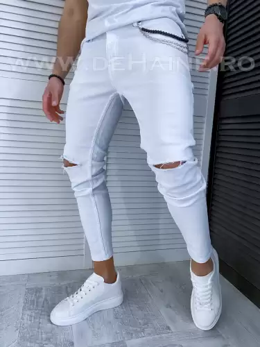 Blugi barbati conici albi cu mici defecte DEF730 D2-5.2