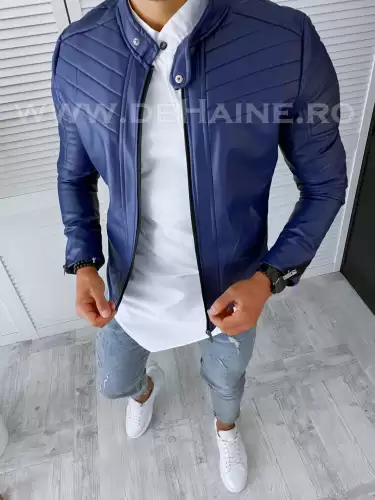Geaca barbati bleumarin piele ecologica b2803 75