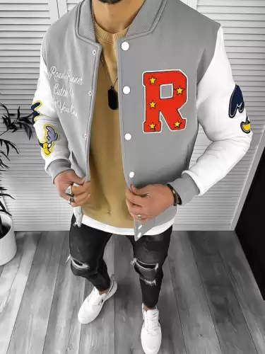 Geaca barbati de toamna cu imprimeu gri K185 88