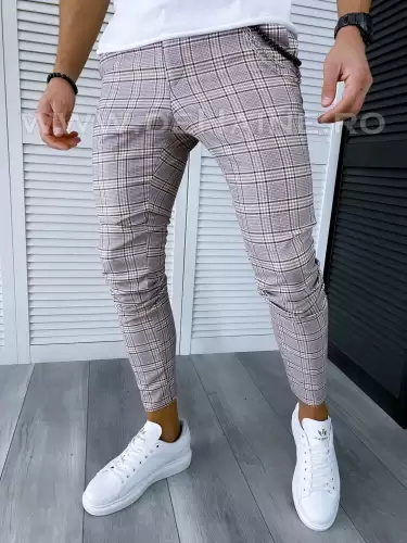 Pantaloni barbati casual regular fit in carouri B1928 N8-4.2