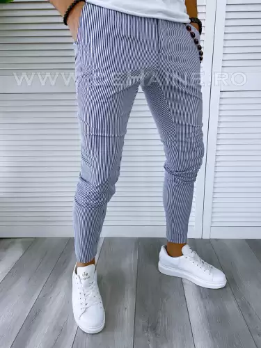 Pantaloni barbati casual regular fit in dungi B1852 D5-5.4