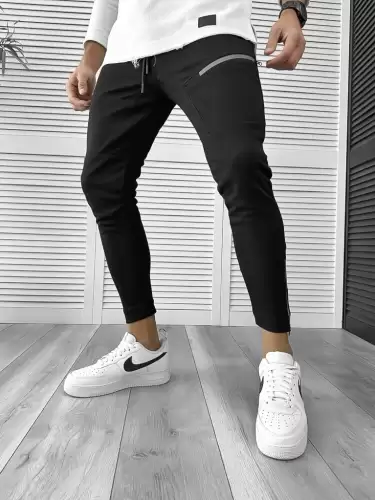 Pantaloni de trening conici negri 1140 D5-2.4