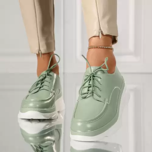 Pantofi casual dama verzi din piele ecologica Iris #18266