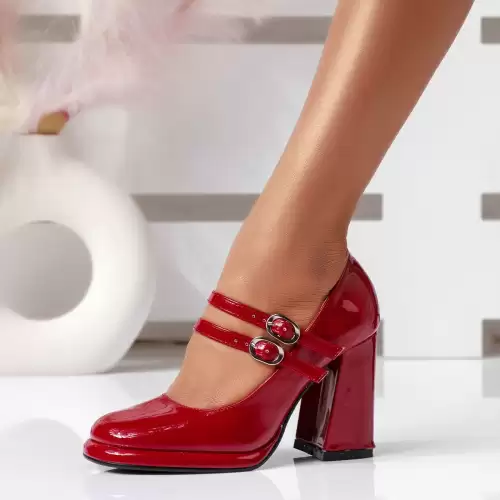 Pantofi Dama cu Toc Eden Rosii #16295