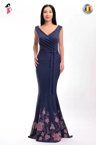 Rochie Artista de seara lunga tip sirena cu broderie la baza