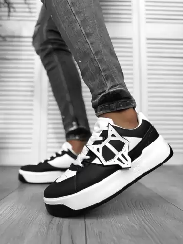 Adidasi barbati casual albi cu negru 080 N11-2