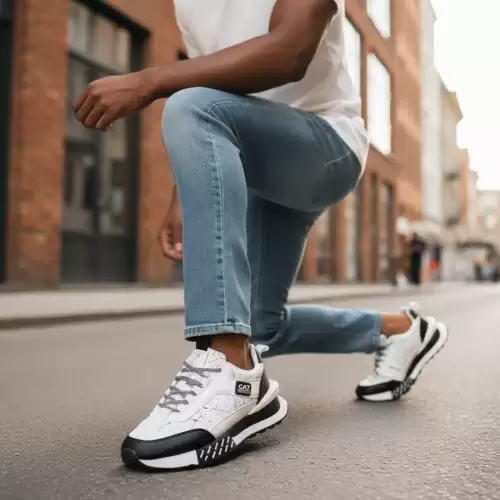 Adidasi barbati casual albi cu negru A103 T15-3