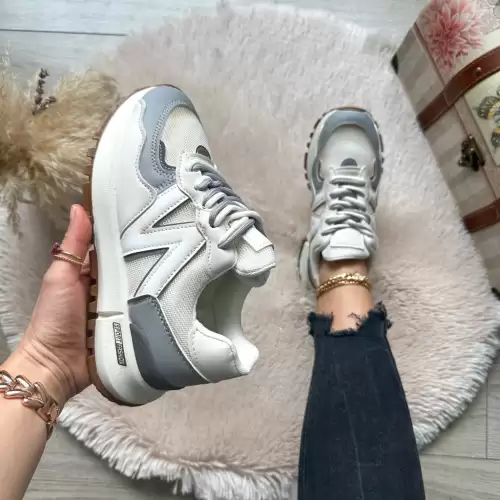 Adidasi dama casual albi cu gri 2532 N7-2