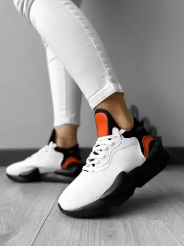 Adidasi dama casual albi cu maro H9 N13-3