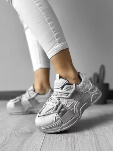 Adidasi dama casual cu talpa inalta  gri CL2401 T6-1