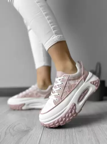 Adidasi dama casual cu talpa inalta  roz CL2408 T3-2