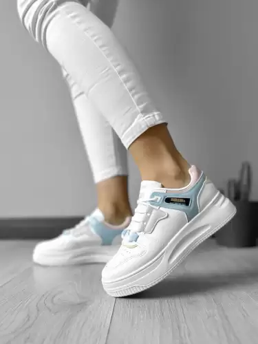 Adidasi dama casual cu talpa inalta  turcoaz CL2407 T3-1