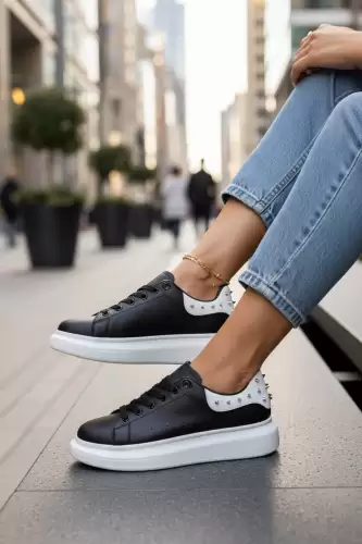 Adidasi dama negri cu alb casual  6626