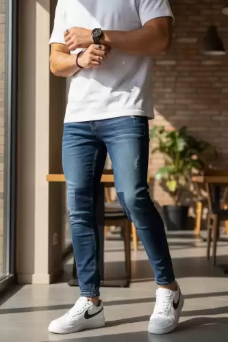 Blugi barbati conici albastri 367 G1