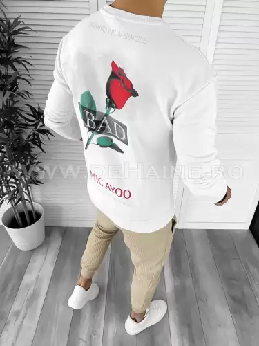 Bluza barbati alba cu imprimeu pe spate CU MIC DEFECT K141 O3-5.3