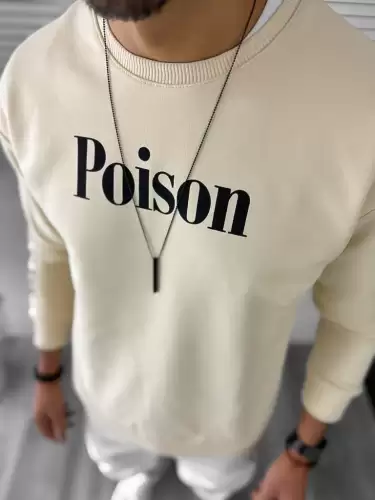 Bluza barbati bej cu imprimeu pe spate K131 O3-2.1