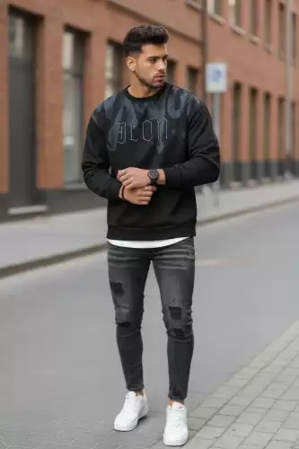 Bluza barbati neagra slim fit 71414 I16-3.3