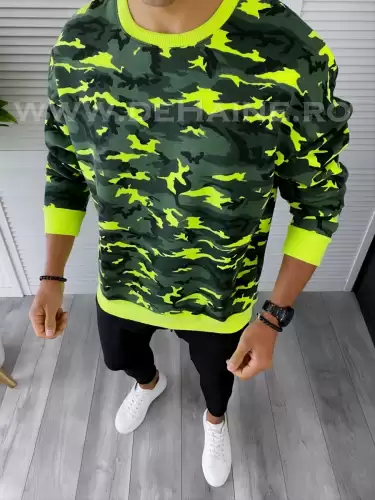 Bluza barbati oversize camuflaj verde K347 D7-2