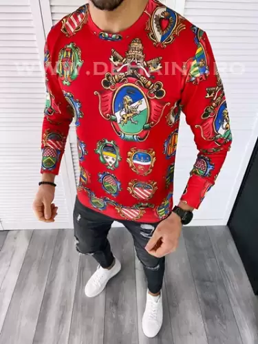 Bluza barbati rosie slim fit din silon B7661 P20-2.1