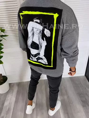 Bluza barbati slim fit gri cu imprimeu K203  O2-4.1