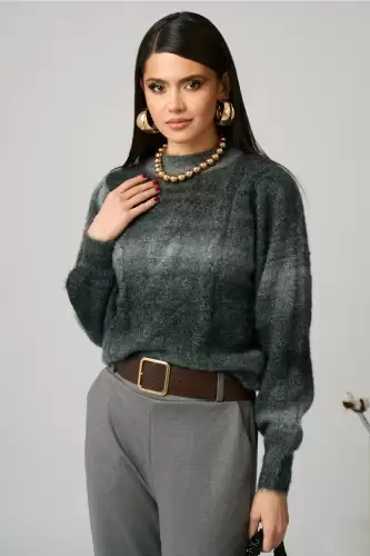 Bluza casual din tricot gri in degrade