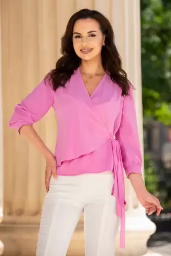 Bluza dama roz din voal petrecuta