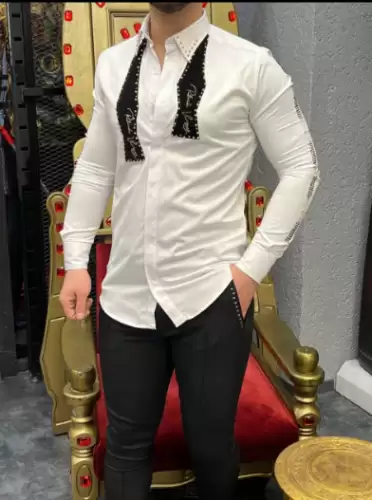 Camasa barbati alba slim fit pentru evenimente B7901 N7-4.3