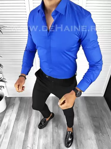 Camasa barbati albastra slim fit B8413