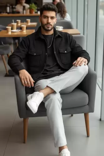 Camasa barbati casual neagra 12915