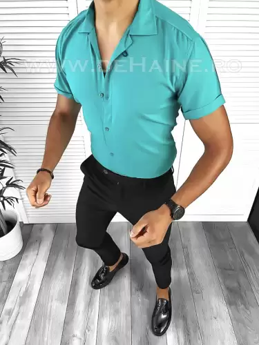 Camasa barbati casual turqoise slim fit B8410 N7-3.1