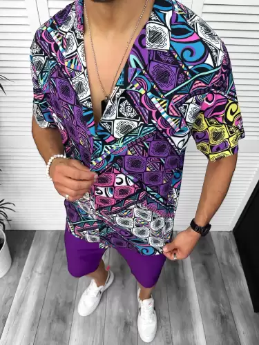 Camasa barbati de vara  maneca scurta  cu imprimeu 13095 D4-3.4