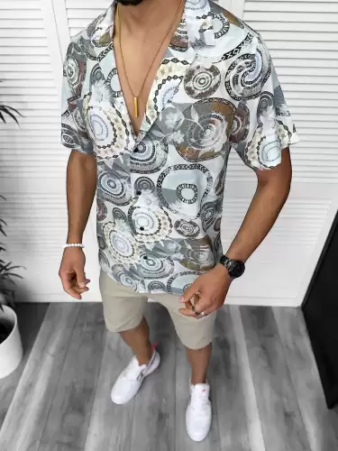 Camasa barbati PREMIUM   maneca scusta  cu imprimeu 13174 D6-3.4