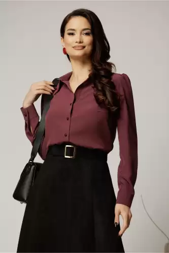 Camasa DY Fashion magenta cu guler si inchidere cu nasturi