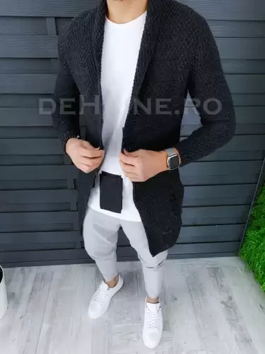 Cardigan barbati gri inchis slim fit ZR T3557 P18-1.3