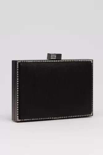 Clutch elegant negru cu pietricele stralucitoare