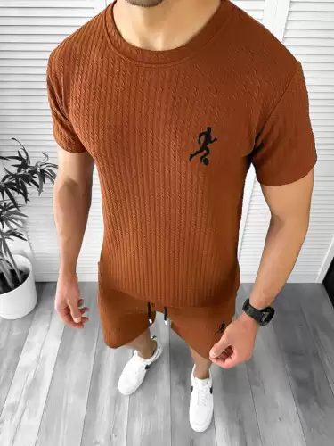 Compleu barbati tricou+pantaloni maro 12613 D3-2.3
