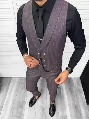 Compleu barbati  Vesta + Pantaloni  B5725 Lant si cravata cadou 30-1