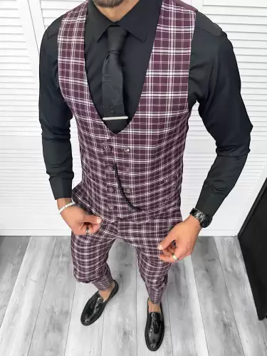 Compleu barbati  Vesta + Pantaloni  Lant si cravata cadou  B4008  Z6-2