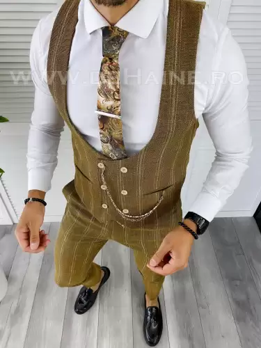 Compleu barbati  Vesta + Pantaloni mustar B5517 47-2*   U2-1