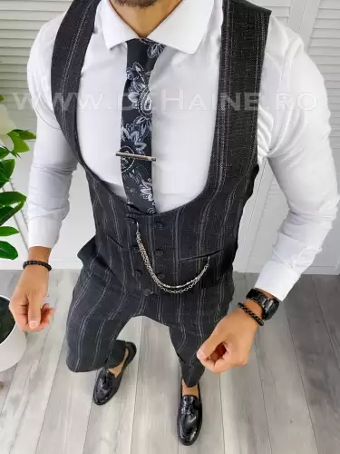 Compleu barbati Vesta + Pantaloni negru B5517 V3-3