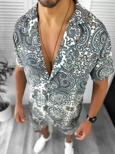 Compleu de vara camasa imprimeu  + pantaloni 12749 P19-3.3