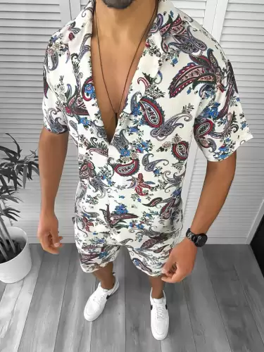 Compleu de vara camasa imprimeu  + pantaloni 12754   N7-4.3