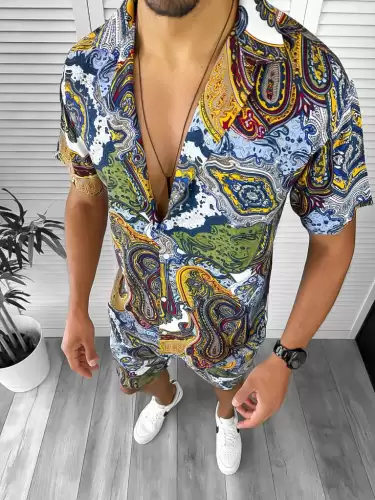 Compleu de vara camasa imprimeu  + pantaloni 12762 16-2