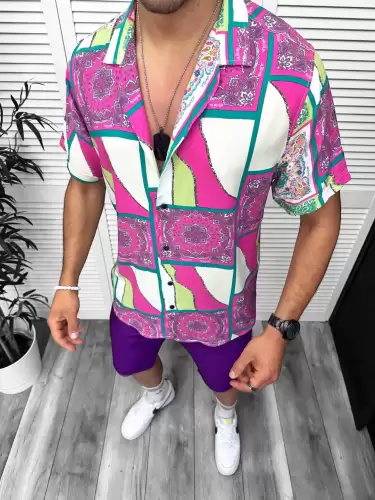 Compleu de vara camasa imprimeu + pantaloni 13052