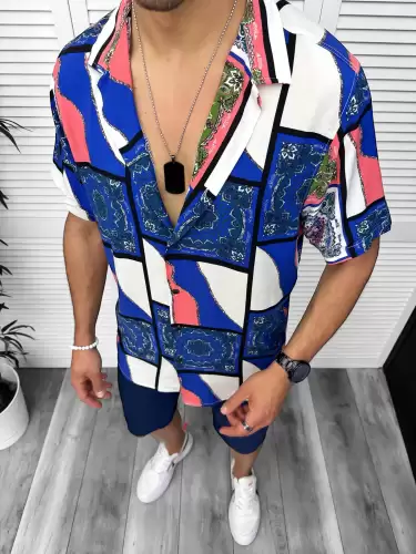 Compleu de vara camasa imprimeu  + pantaloni 13075