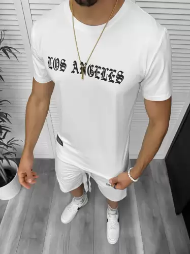 Compleu de vara tricou + pantaloni alb TS950 D6-1.1