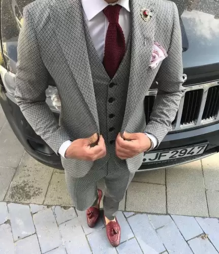 Costum barbati gri slim fit B7688 P18-3.3