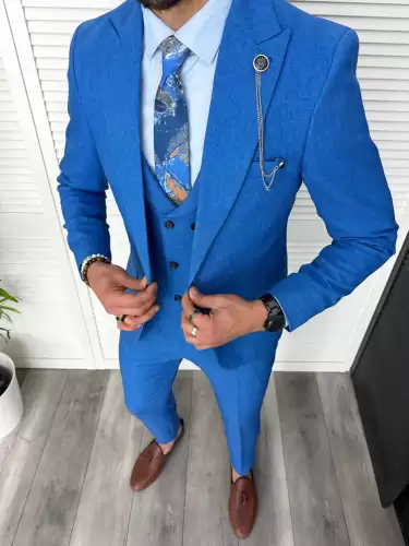 Costum barbati slim fit  3 piese  albastru  11843 30-5