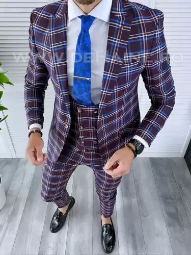 Costum barbati slim fit (PANTALONI + VESTA) 4224 N7-4.3